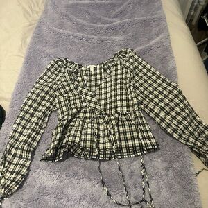 Top Shop Black and White Checkered Women's Top